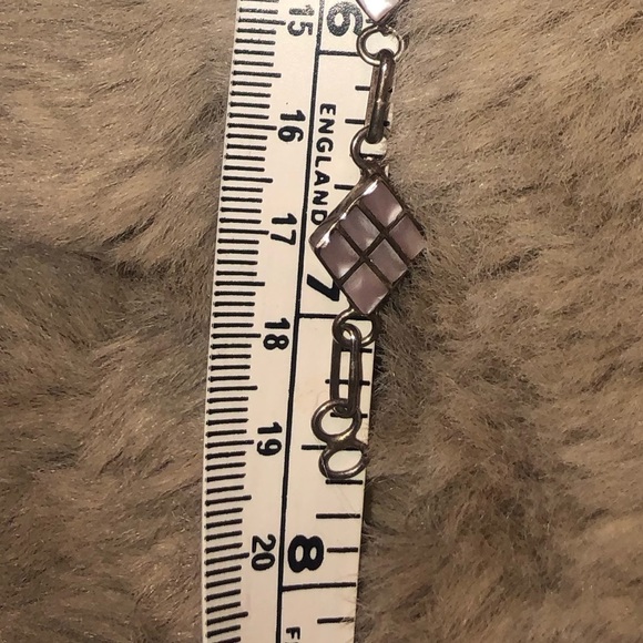 Vtg Sterling & MOP Mother of Pearl Square Link Adjustable Bracelet 7.6” - Picture 7 of 7